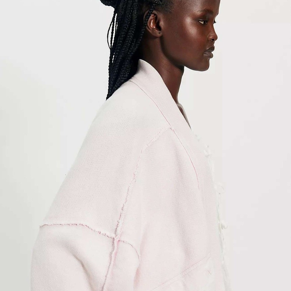 Free People We The Free Lou Day Cardi Light Pink A Boo Sweatshirt NWT Size XS